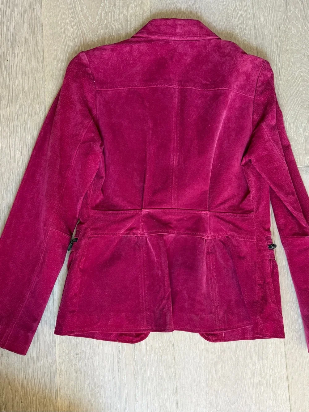 metrostyle Magenta Suede Zip-Front Blazer